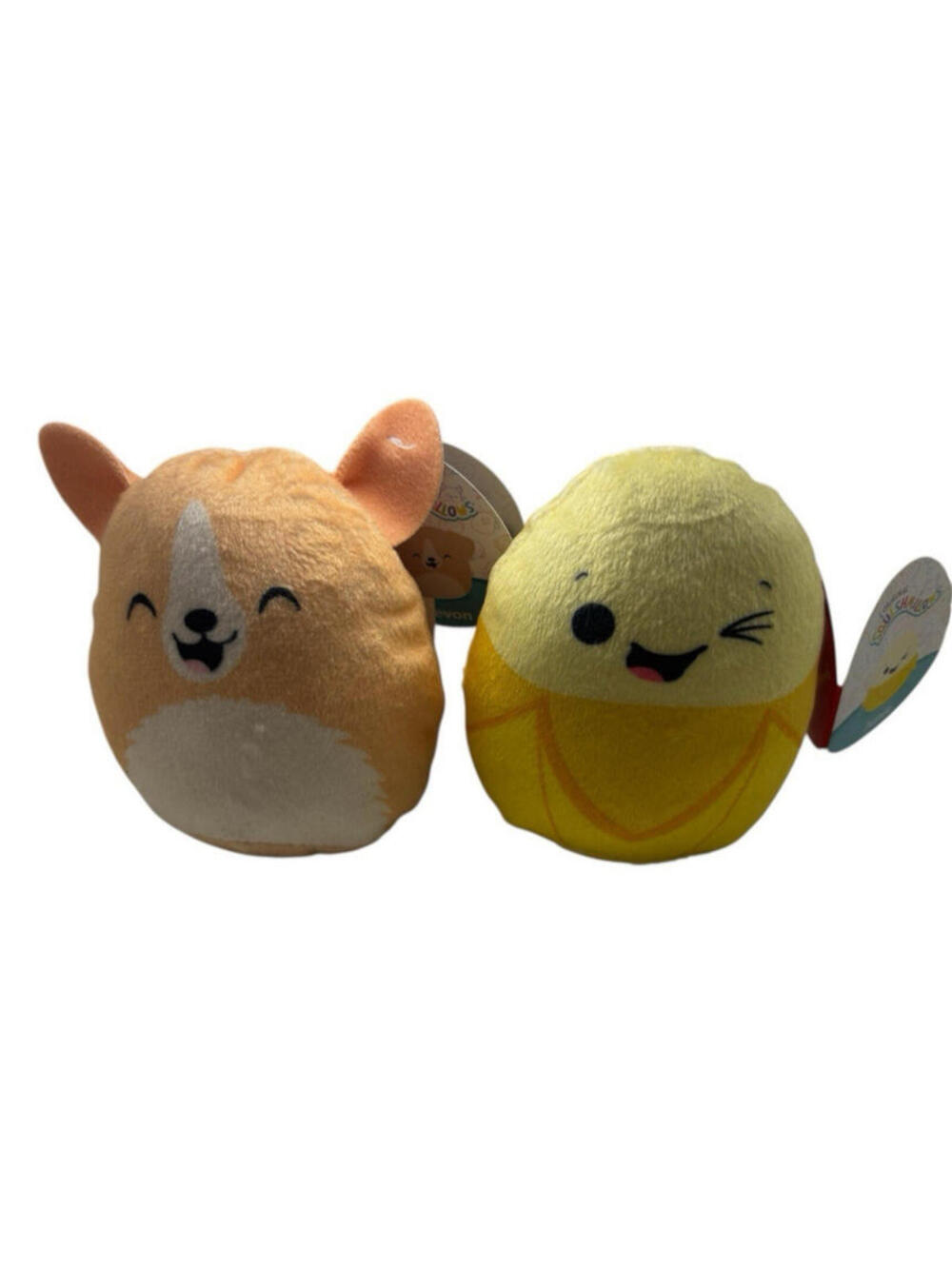2025 McDonald's Squishmallows Plush LOT Stevon Corgi & Junie Banana w/ Tags